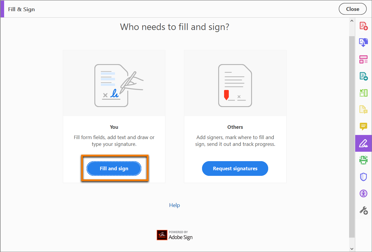 add a asignature in adobe sign and fill