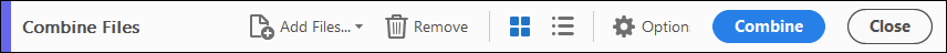 Combine Files toolbar