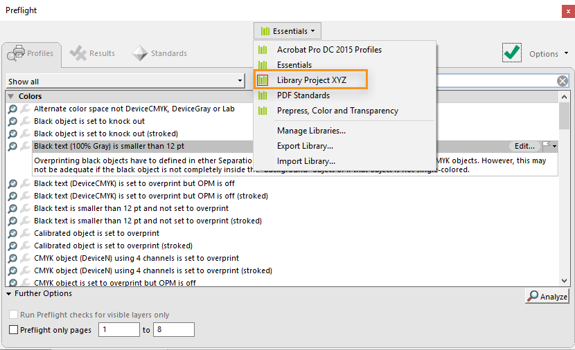 Preflight Libraries (Acrobat Pro)