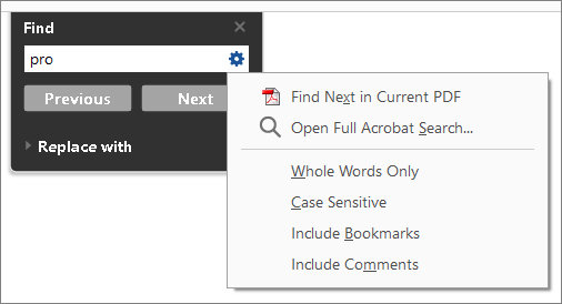 move between words when searching on word for mac