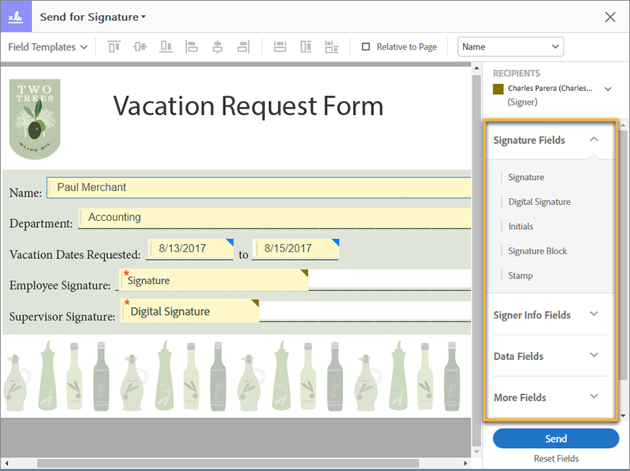 Pdf add signature field