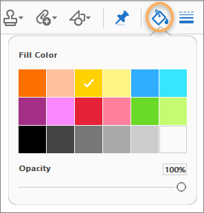 Color Picker on the Comment toolbar