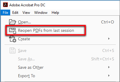 Reopen PDFs from the last session