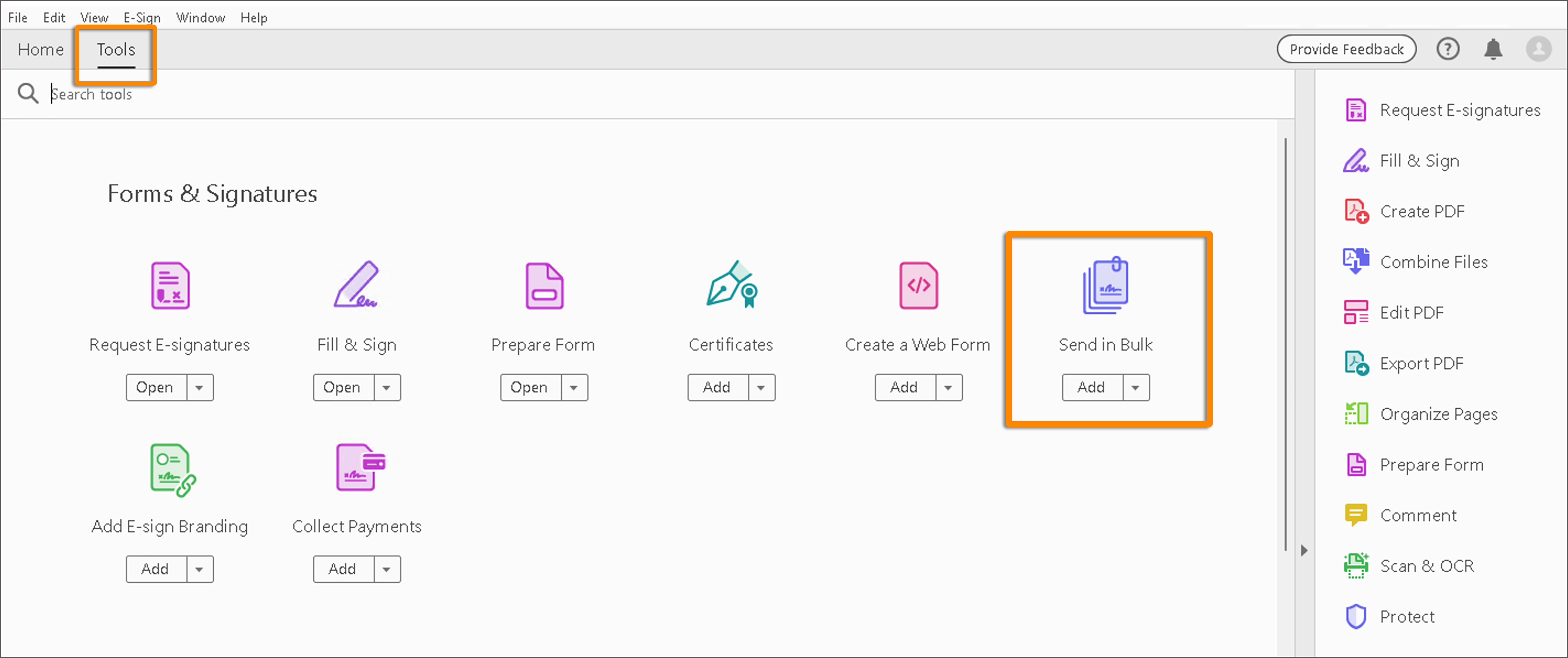 Request signatures in bulk
