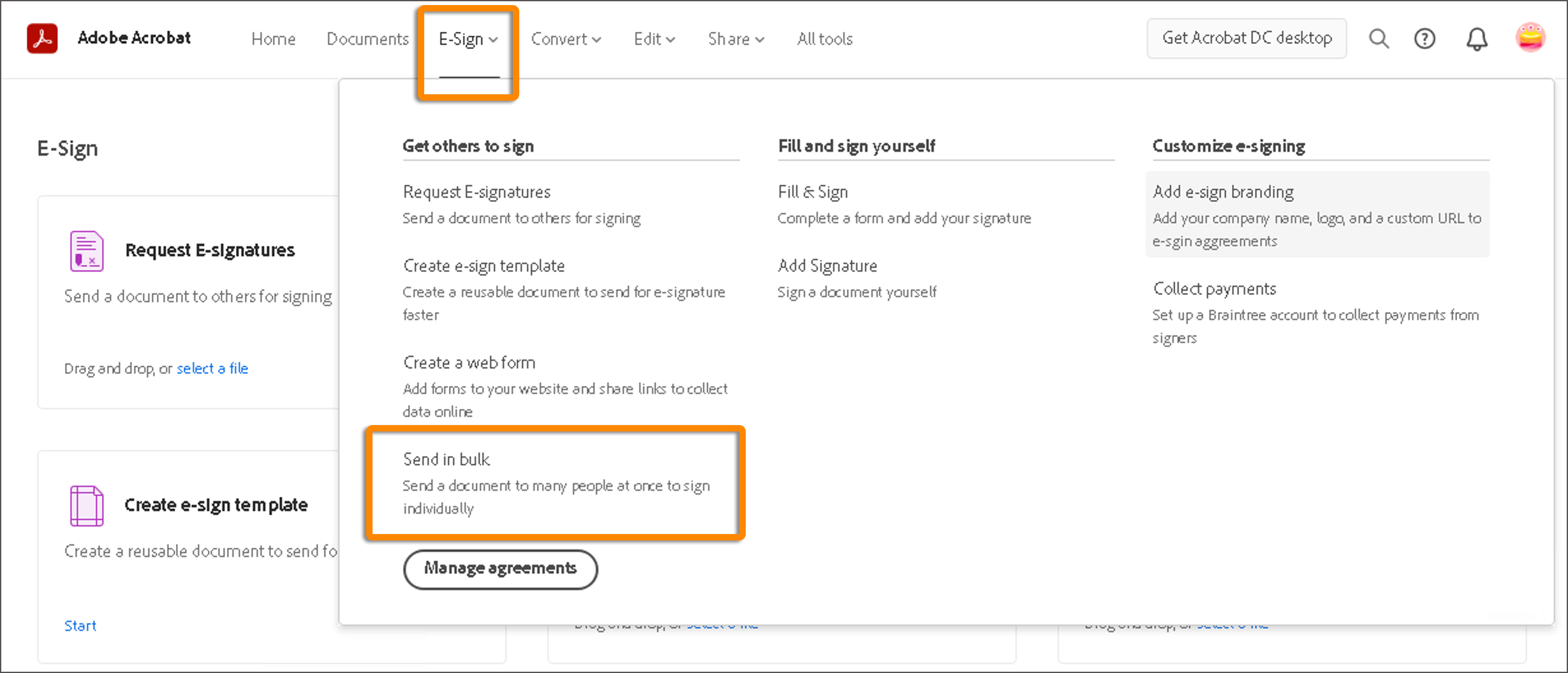 Request signatures in bulk