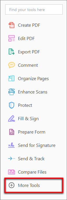 More tools in the right-hand pane