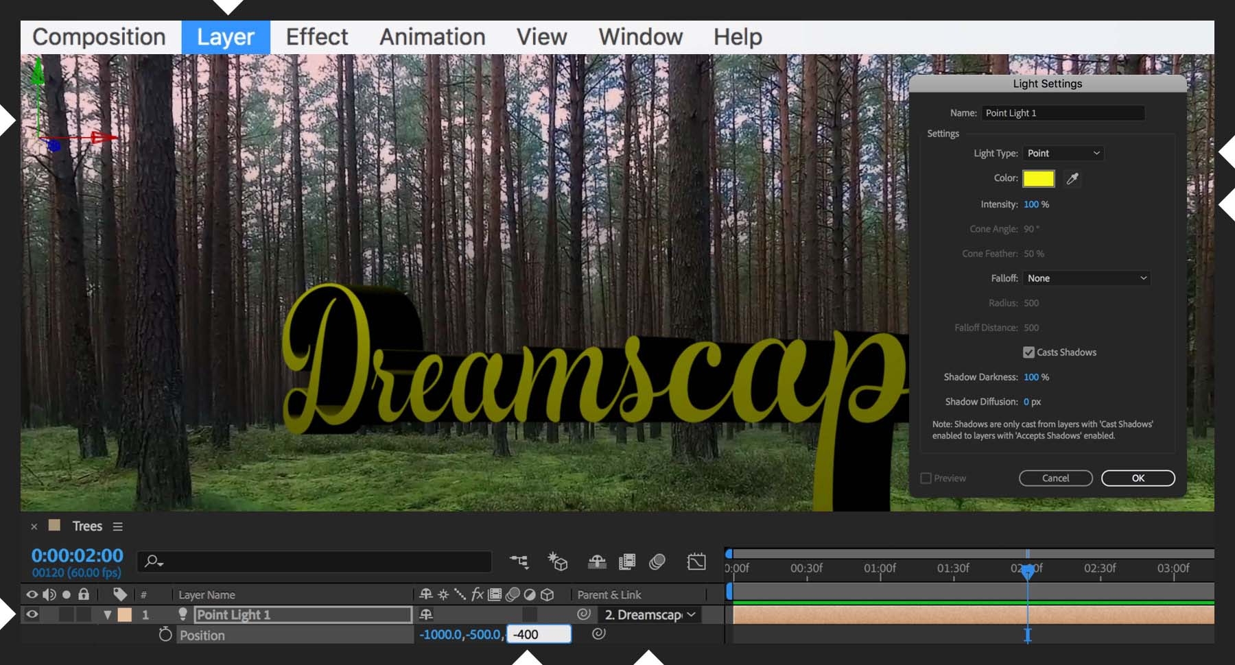 Light is added to create shadows and make the text legible.