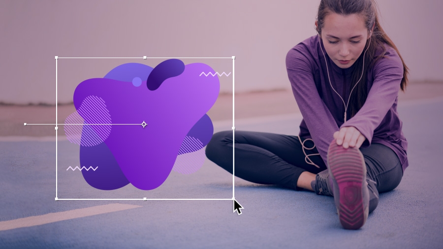 An image of a runner stretching with an animated brand graphic An image of a runner stretching with an animated brand graphic