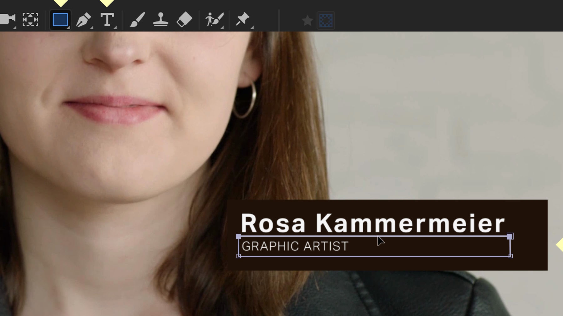 The woman’s job title is added with a layer mask.