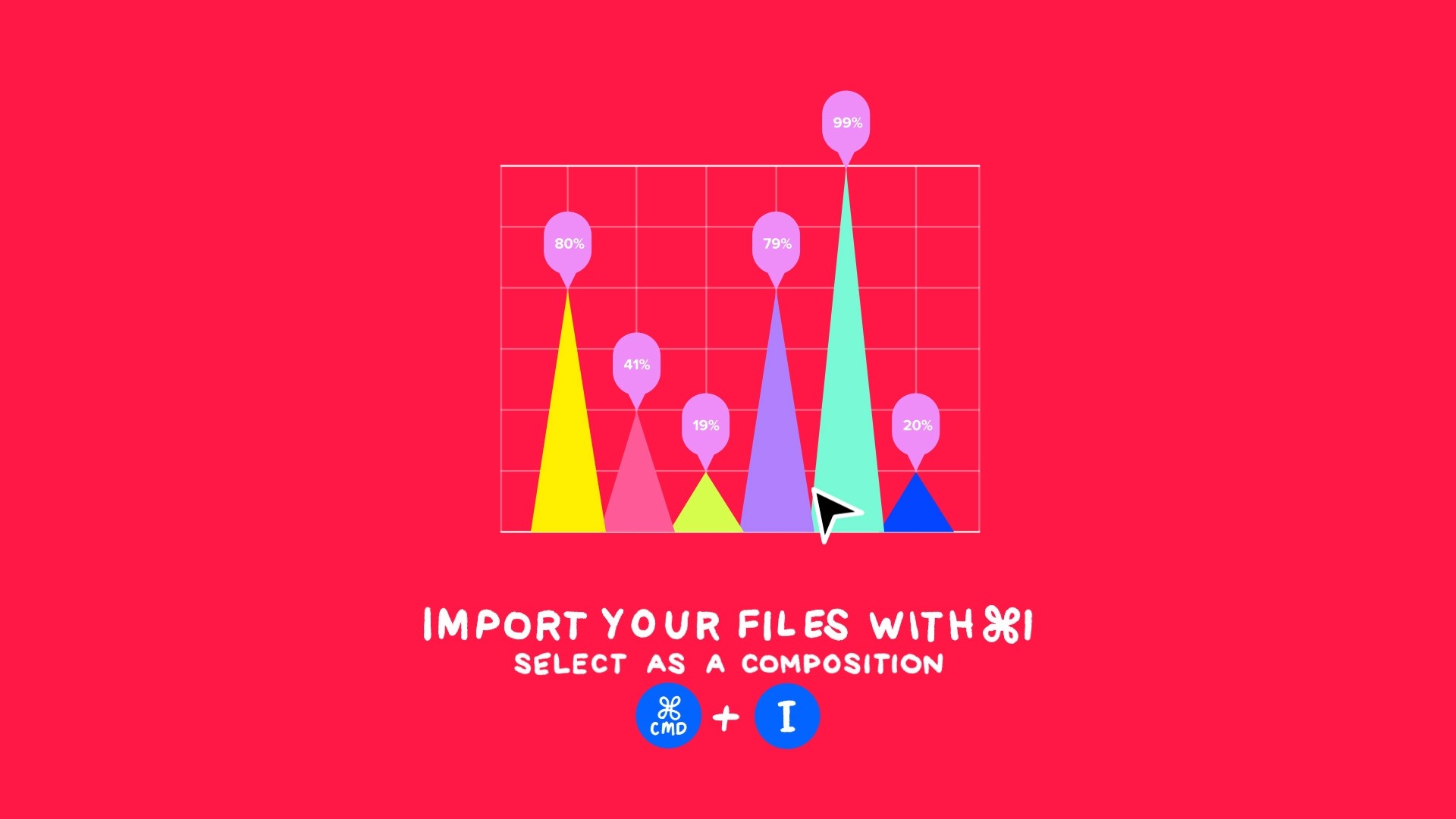 Bar graph is imported into After Effects, files are input as a composition, and layers are brought into composition timeline 