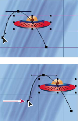 Déplacement par glissement de toutes les images clés sur une trajectoire d’une position d’image clé