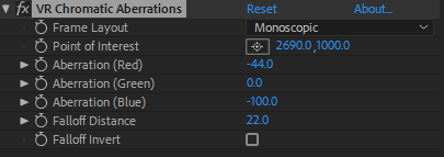 VR Chromatic Aberration settings