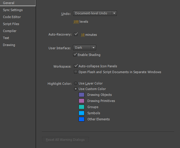 Set Preferences In Animate