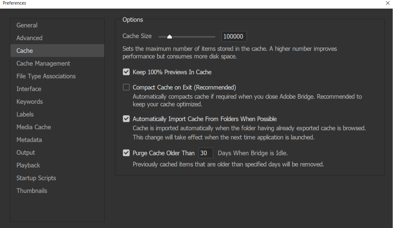 adobe bridge cs6 encountered a problem with central cache