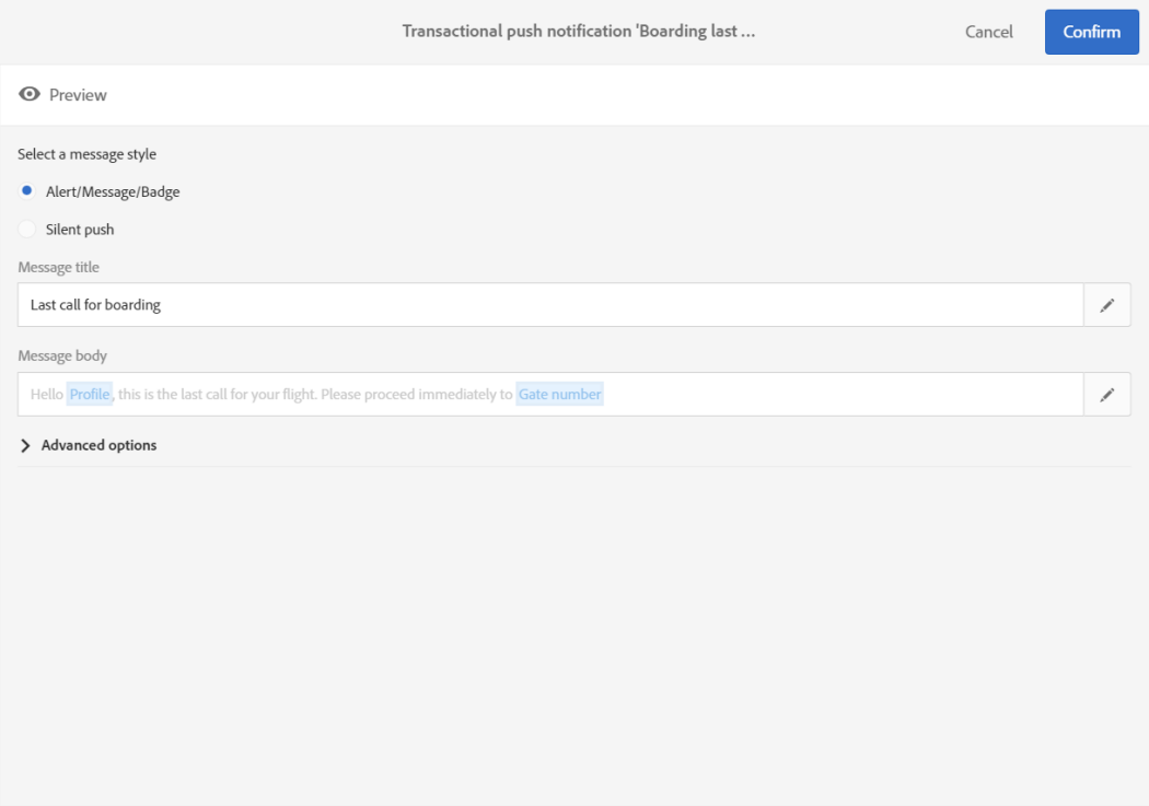 Transactional Push Notifications