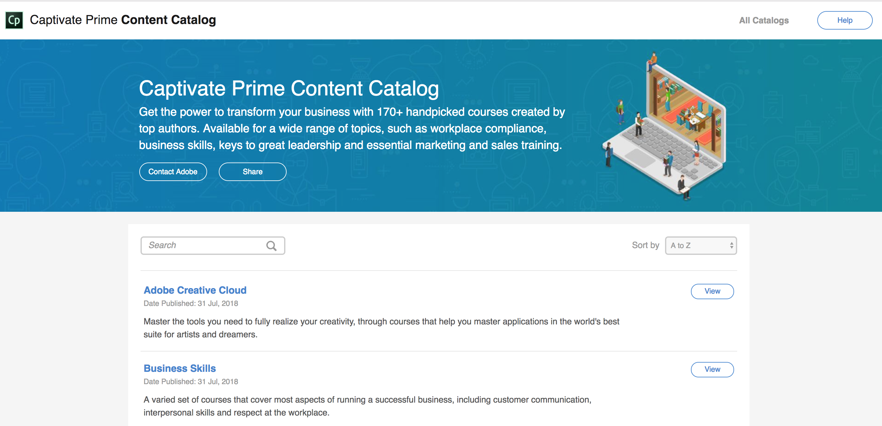 Content Catalog page Content Catalog page