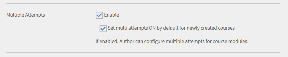 Enable/ Disable multi attempts multi attempts configuration by admin