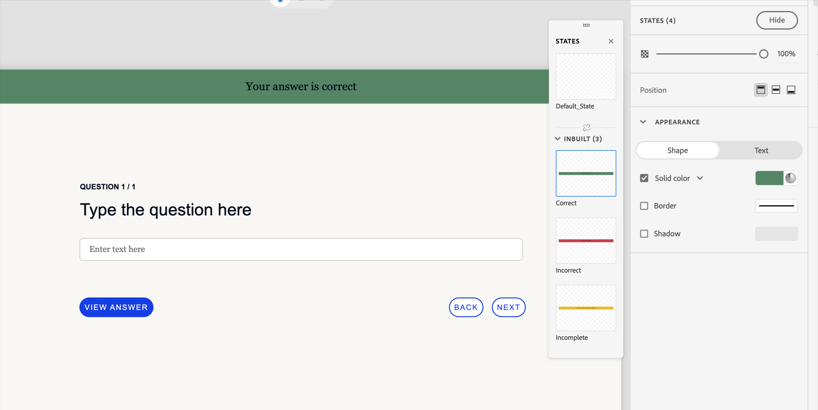 Create a short answer slide in Adobe Captivate