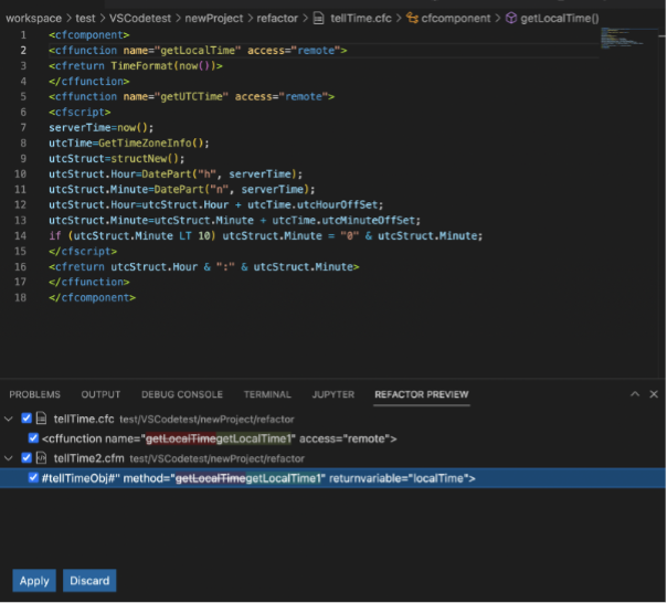 Refactoring source code in Visual Studio Code