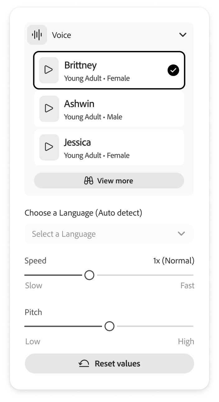 Generate speech interface