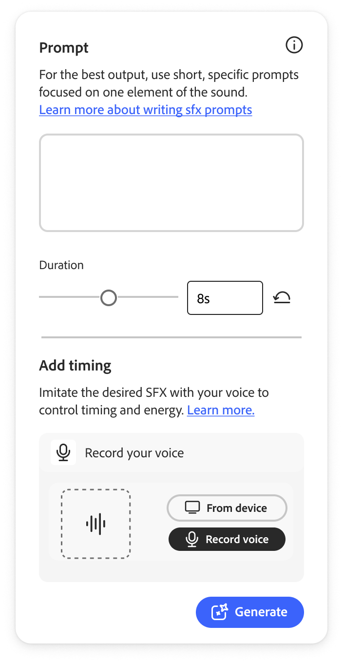 Sound effects prompt panel