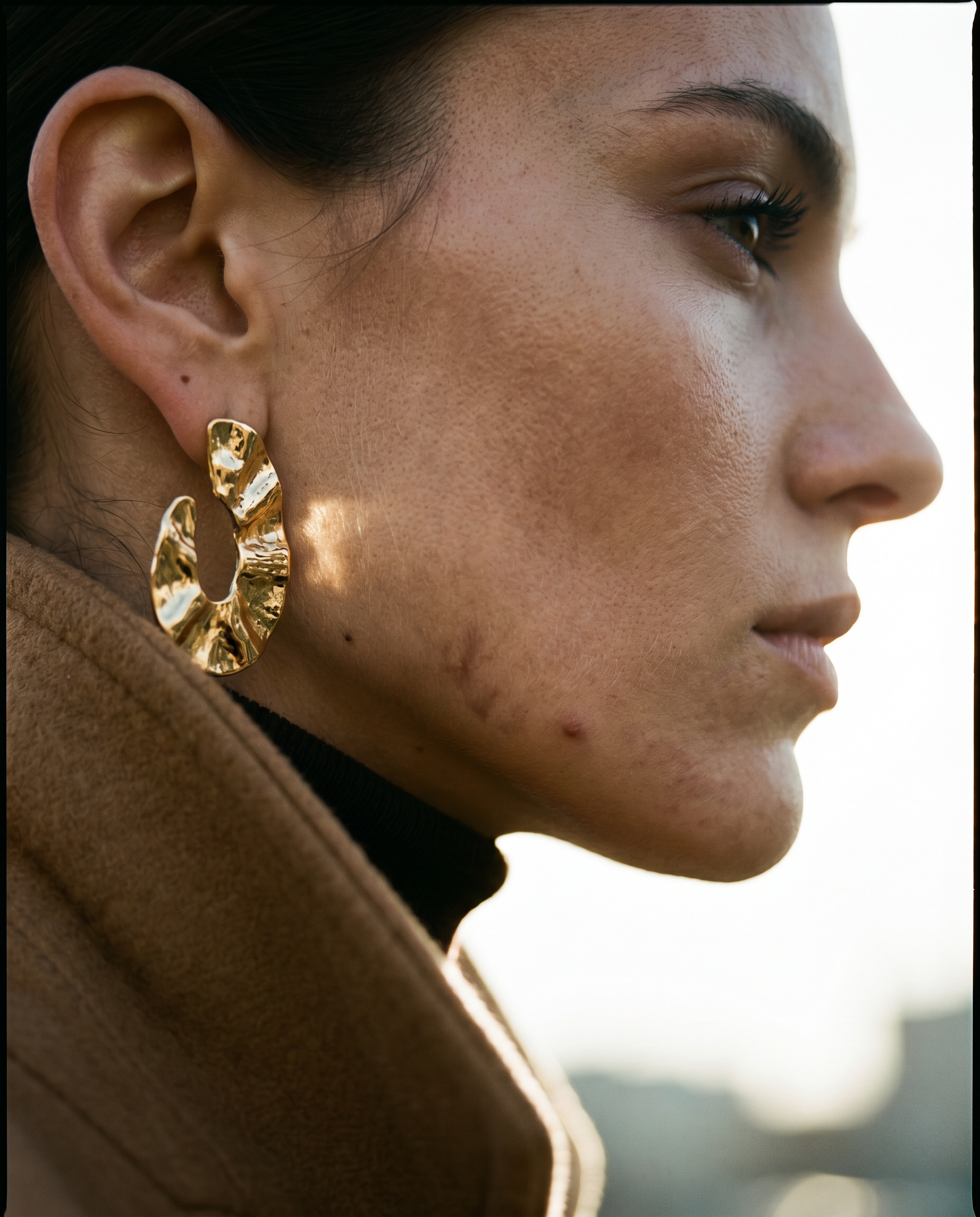 Raw profile portrait, before retouching