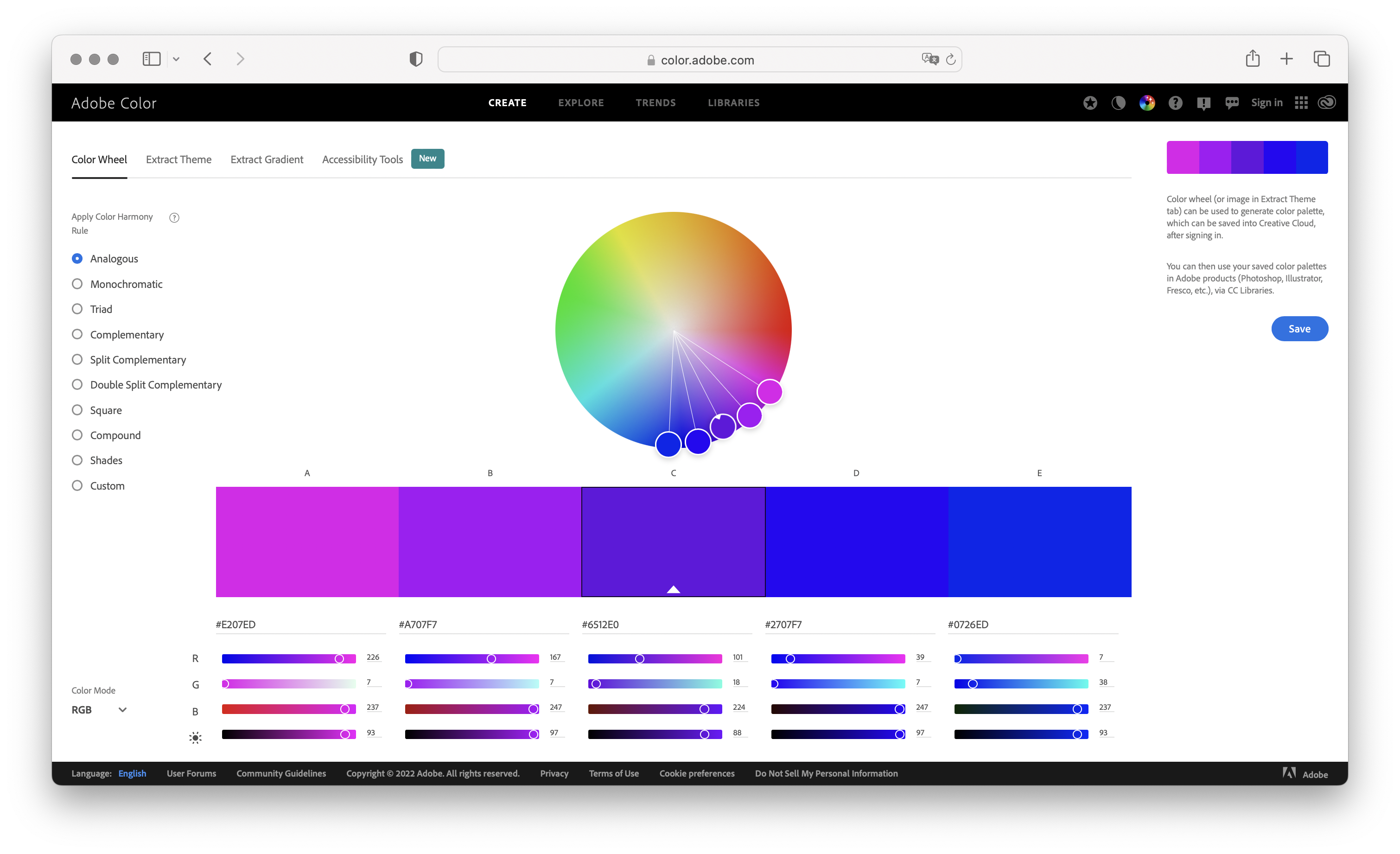 A world of color options in Adobe graphic design apps