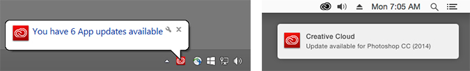 adobe creative cloud icon in notification tray does nothin