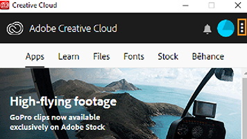 Three vertical dots on Creative Cloud desktop app