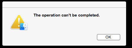 Operation can't be completed error message