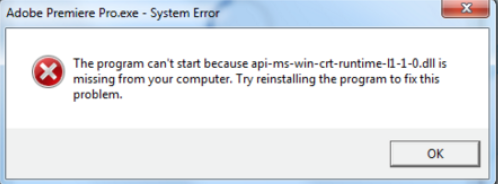 cant start because api-ms-win-crt-runtime-l1-1-0.dll