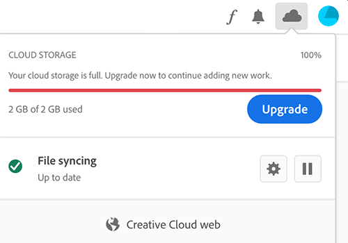 Cloud storage is full Cloud storage is full