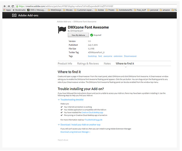 Install addons and extensions for Adobe apps