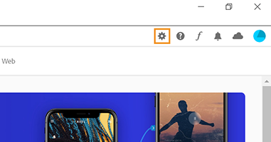 Gear icon in the Creative Cloud desktop app