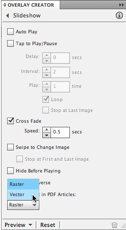 Using vector format for a slideshow