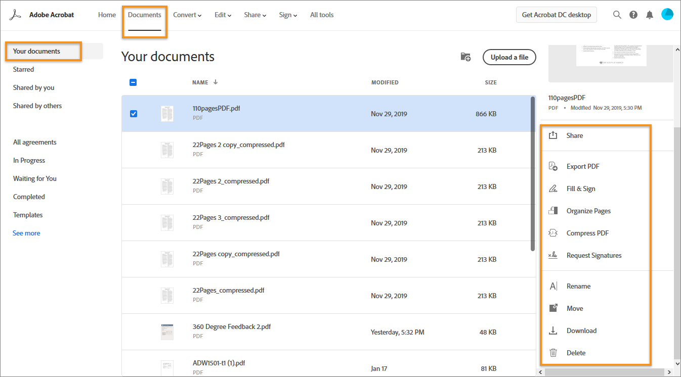 Manage And Work With Your Files Stored In Adobe Document Cloud