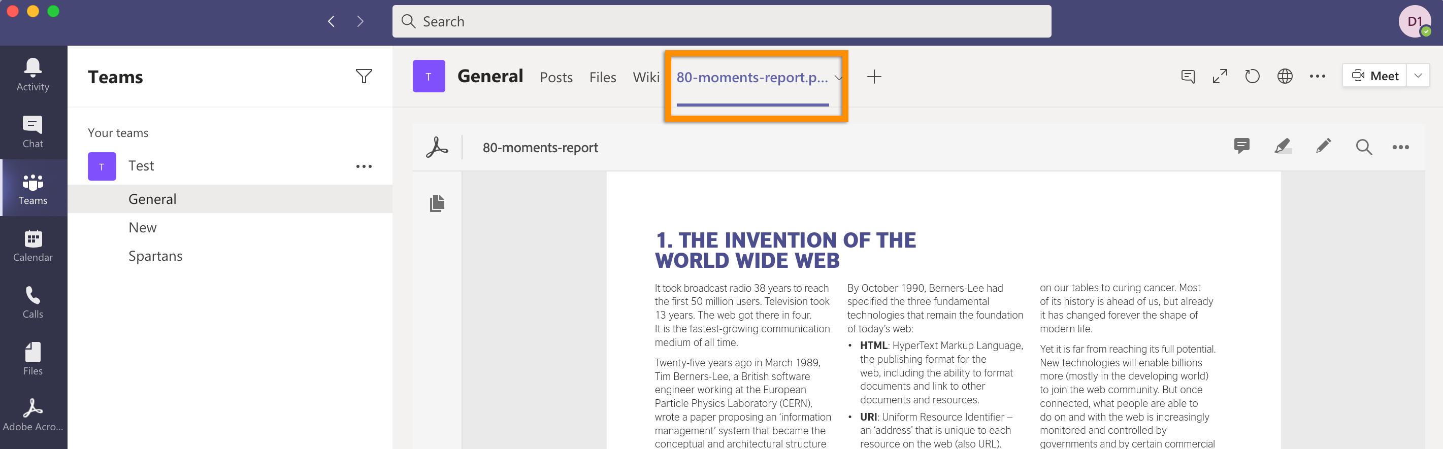 Collaborate on PDFs within Microsoft Teams