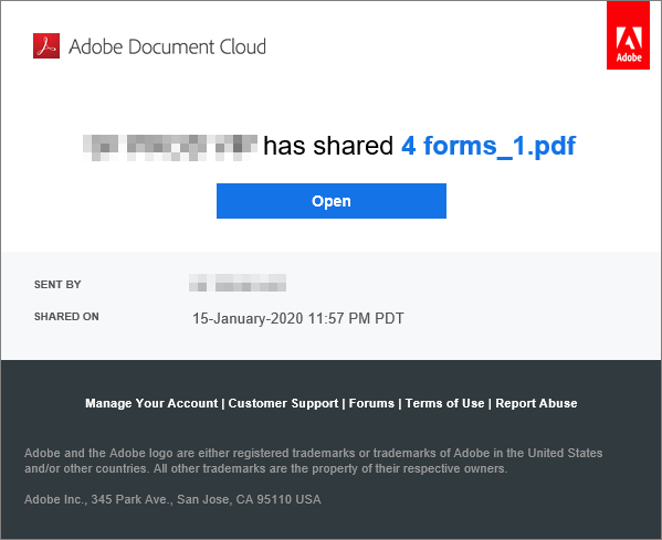 Received link in email Received link in email