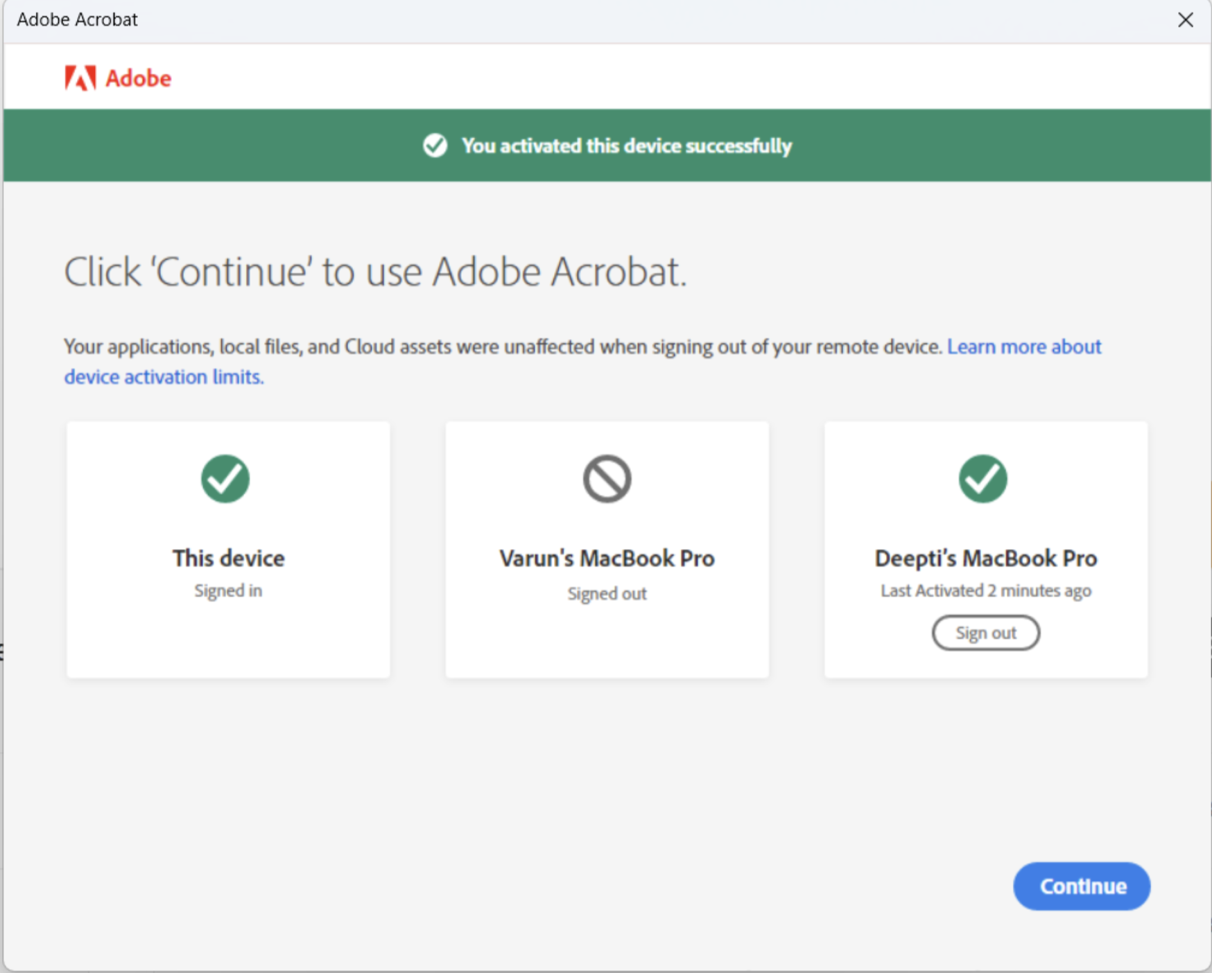 Device activation limit | Creative Cloud 2019