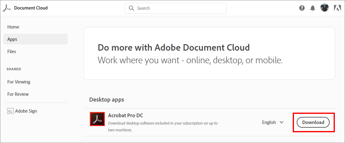 how to download acrobat pro dc subscription