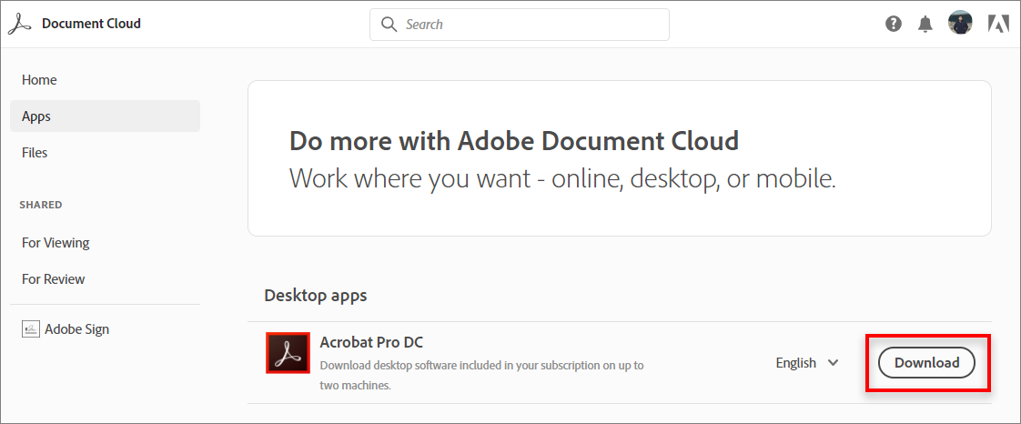 how to download acrobat pro dc helpx