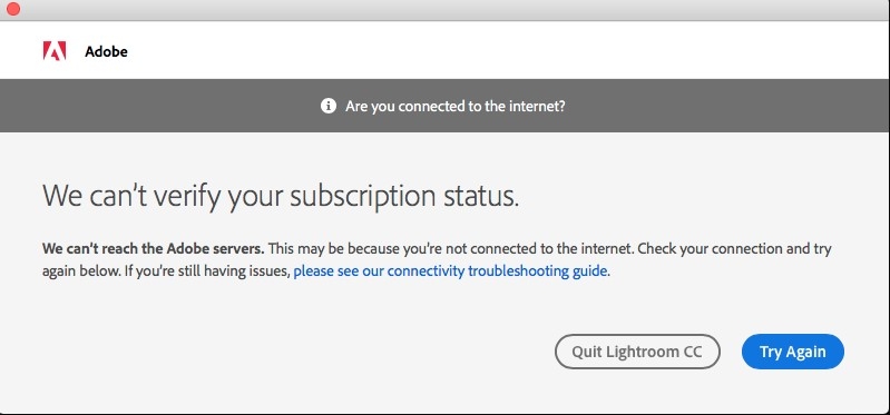 Unable to verify subscription