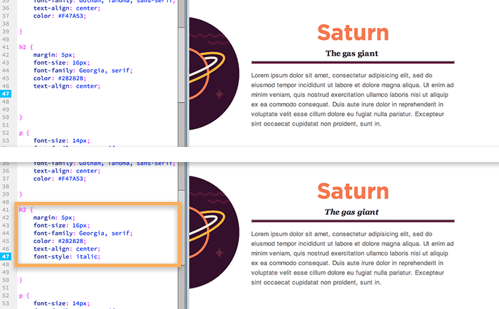style web page text with css