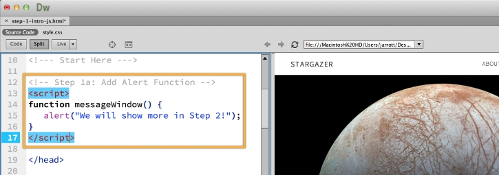 How to program JavaScript and jQuery in Dreamweaver