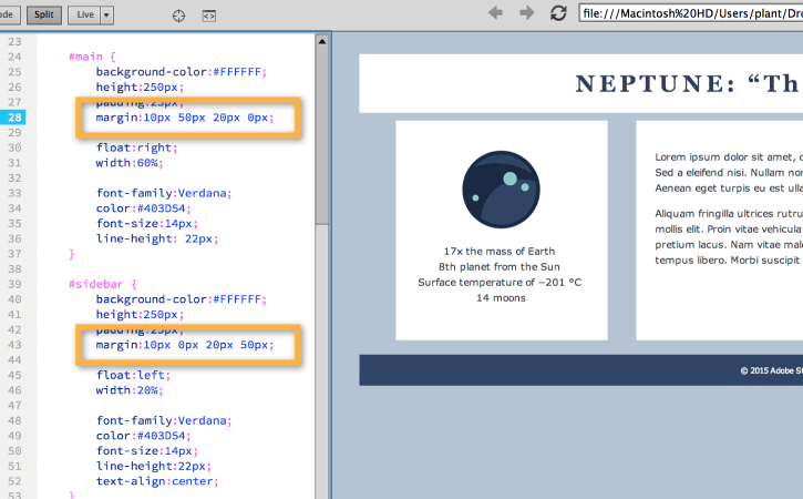 How to style page elements using CSS in Dreamweaver
