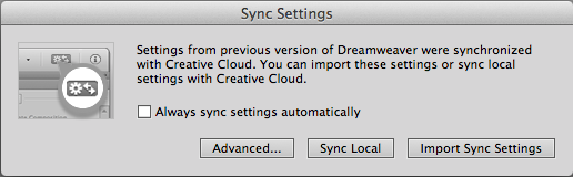 Sync Settings dialog box