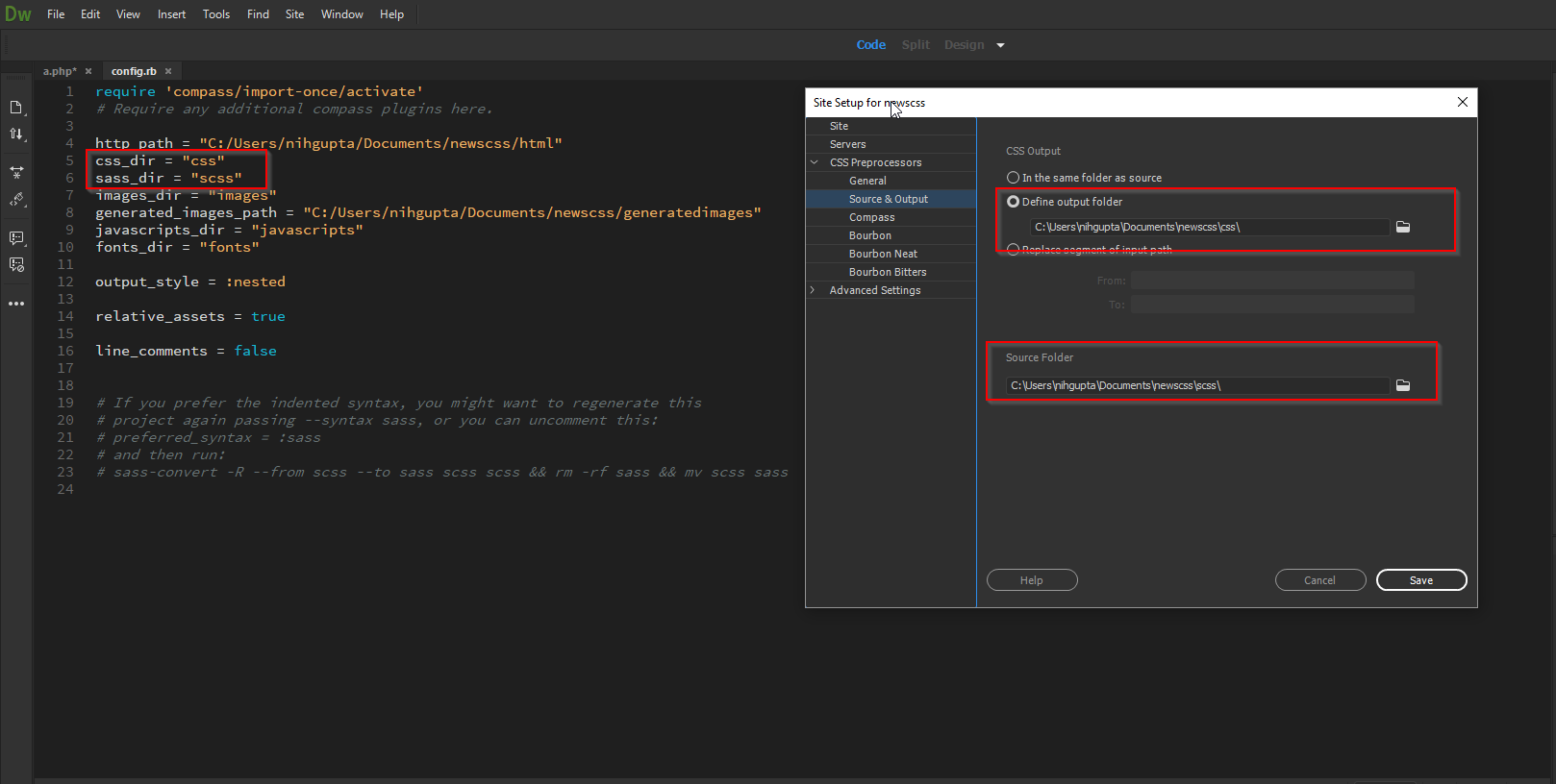 Using CSS preprocessors in Dreamweaver