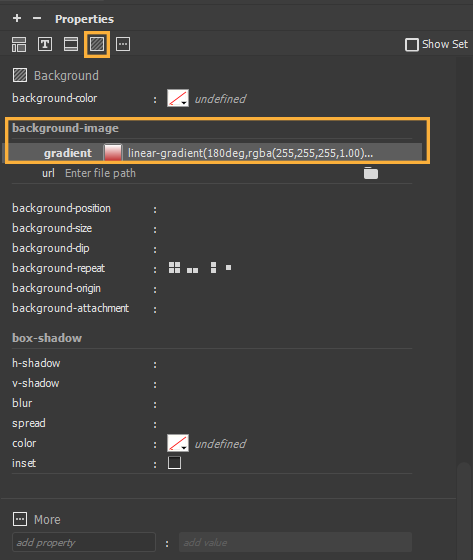 Use CSS designer panel to apply gradients to a web page in Adobe Dreamweaver