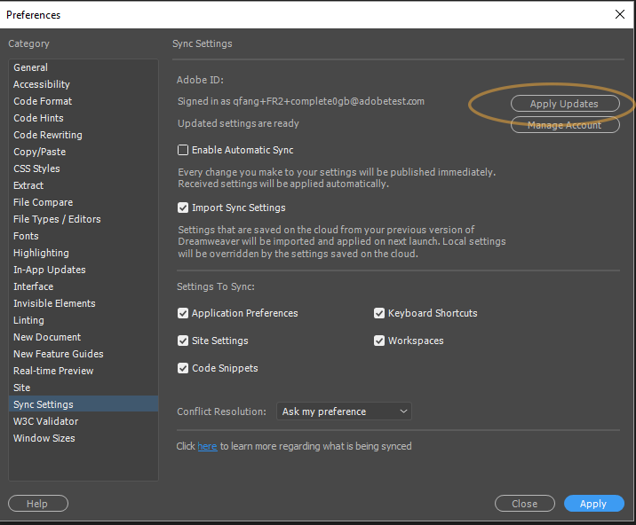 Synchronize site settings, preferences, keyboard shortcuts, and