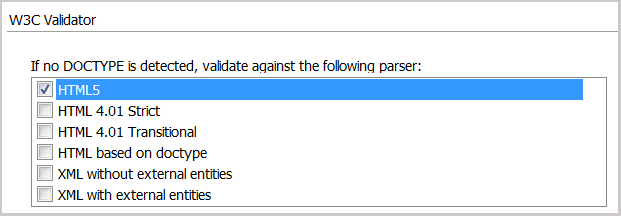 W3C Validator preferences